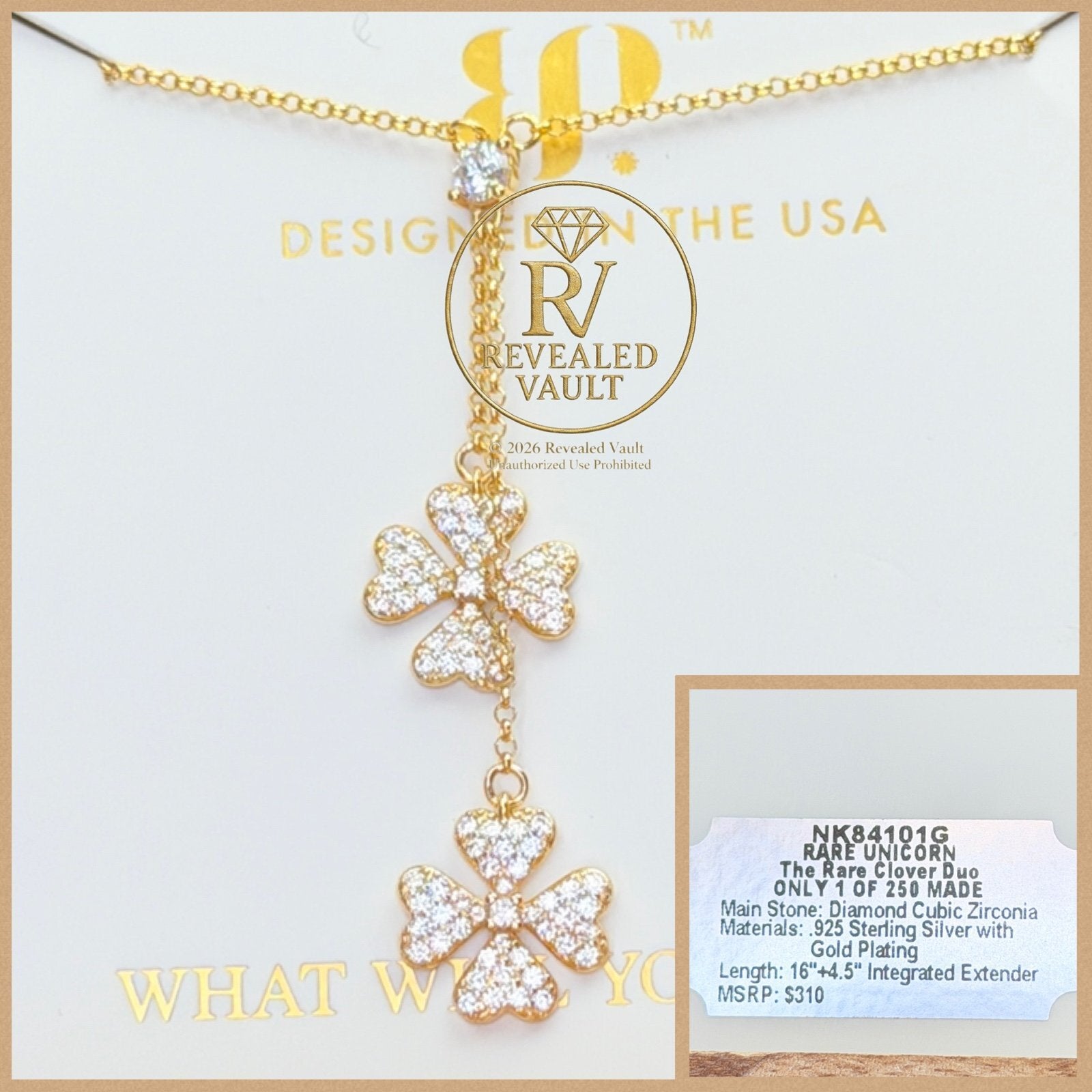 The Rare Clover Duo Rare Unicorn - Sterling Club Vermeil