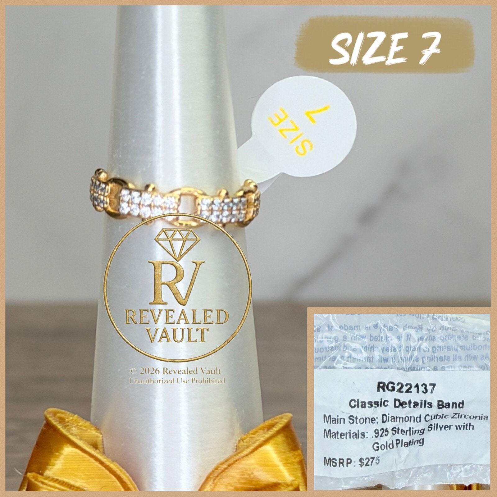 Classic Details Band - Size 7 - Sterling Club Vermeil