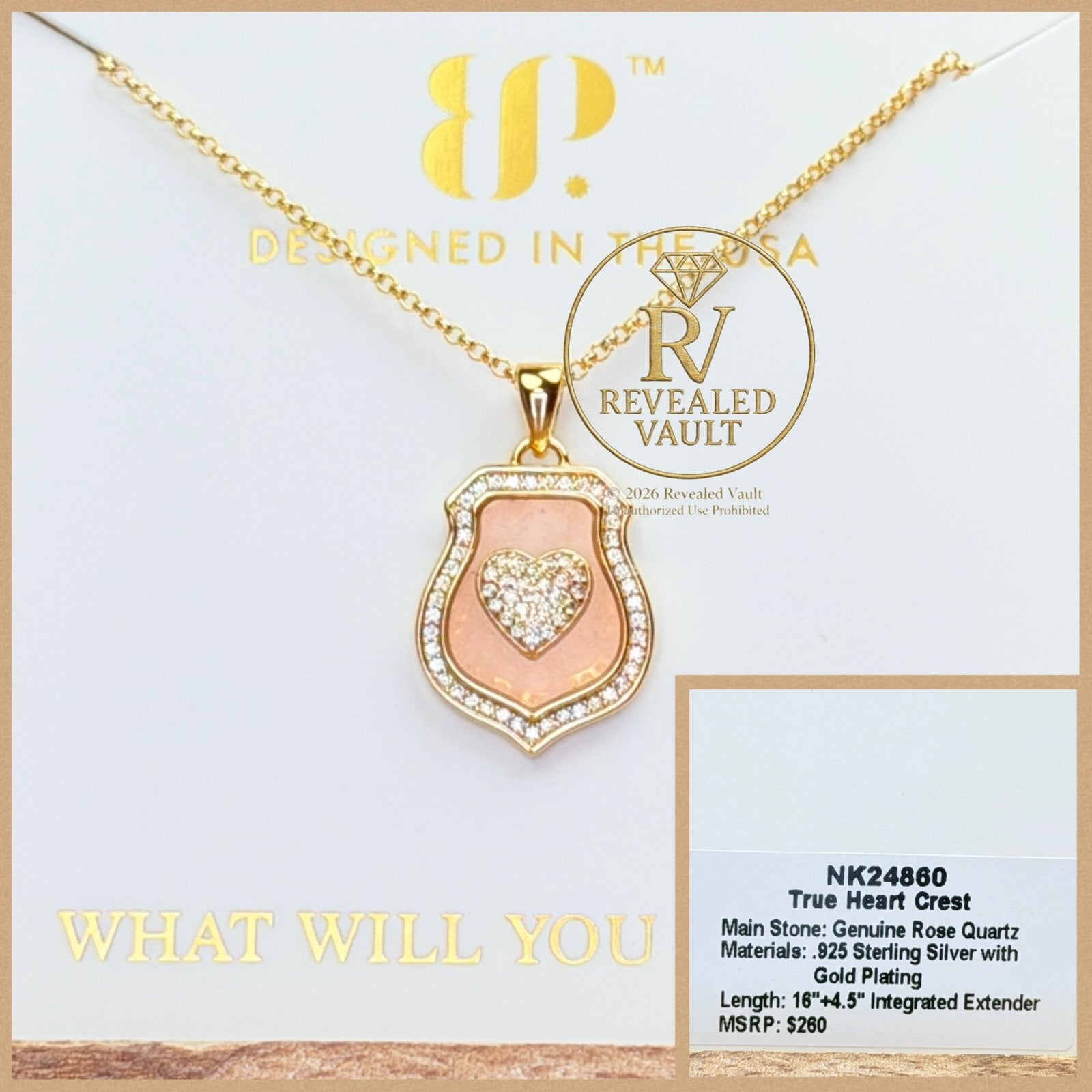 True Heart Crest - Sterling Club Vermeil
