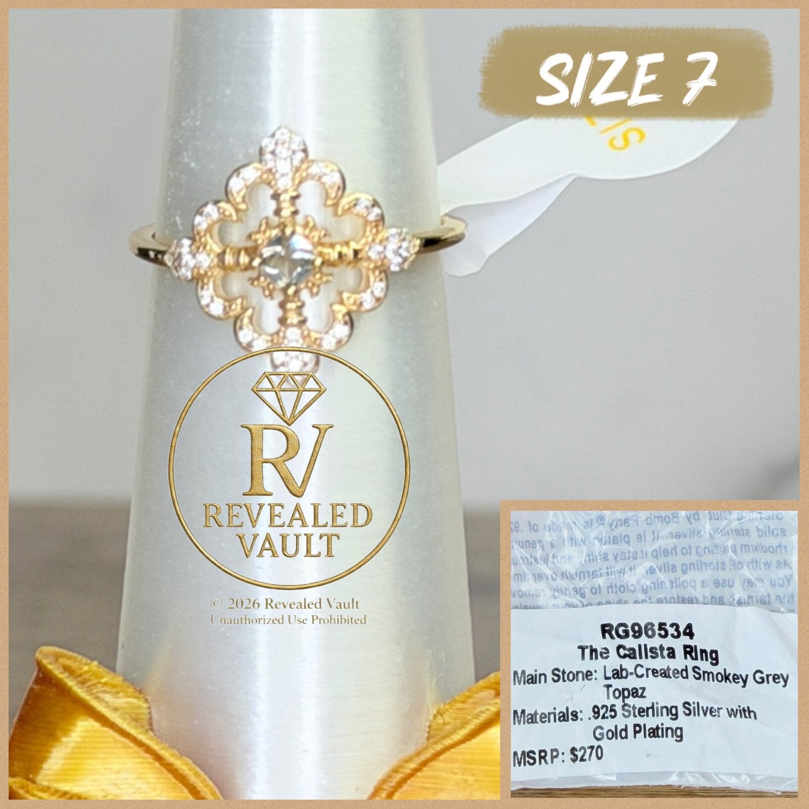 The Calista Ring - Size 7 - Sterling Club Vermeil