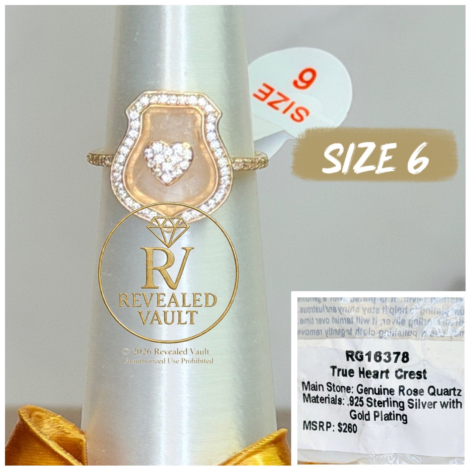 True Heart Crest Ring - Size 6 - Sterling Club Vermeil