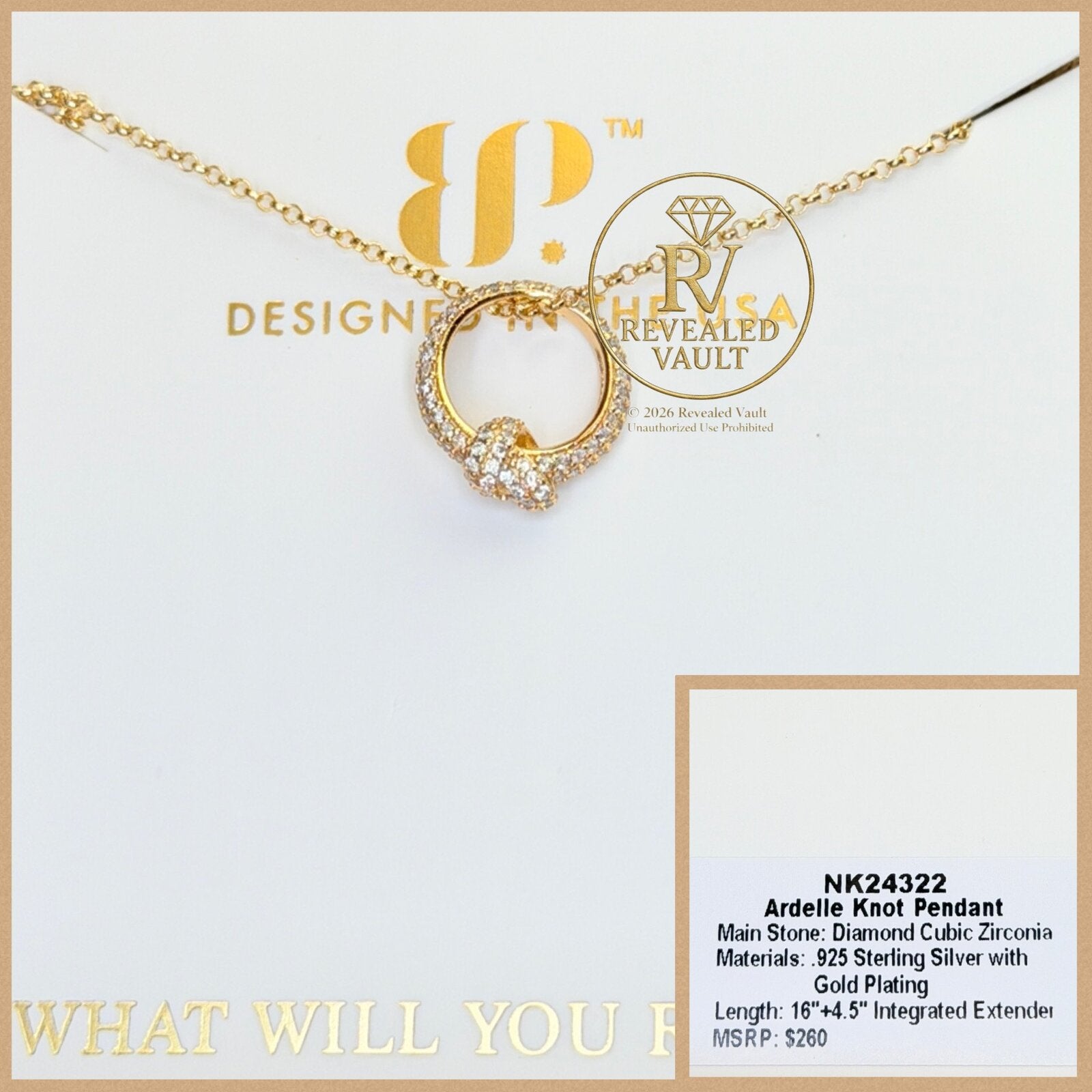 Ardelle Knot Pendant - Sterling Club Vermeil