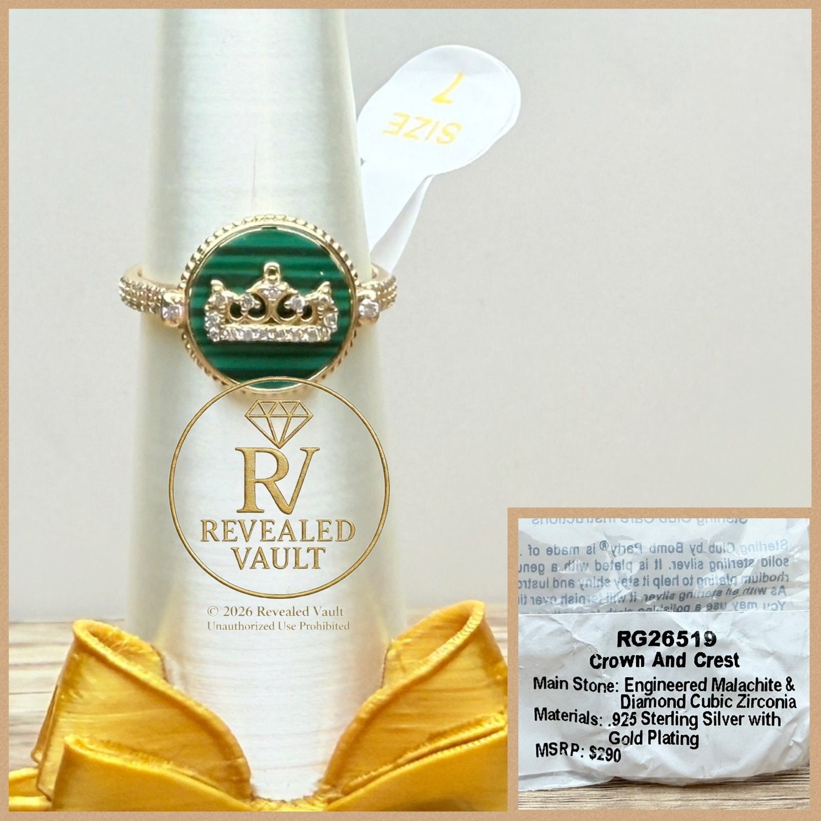 Crown & Crest - Size 7 - Sterling Club Vermeil