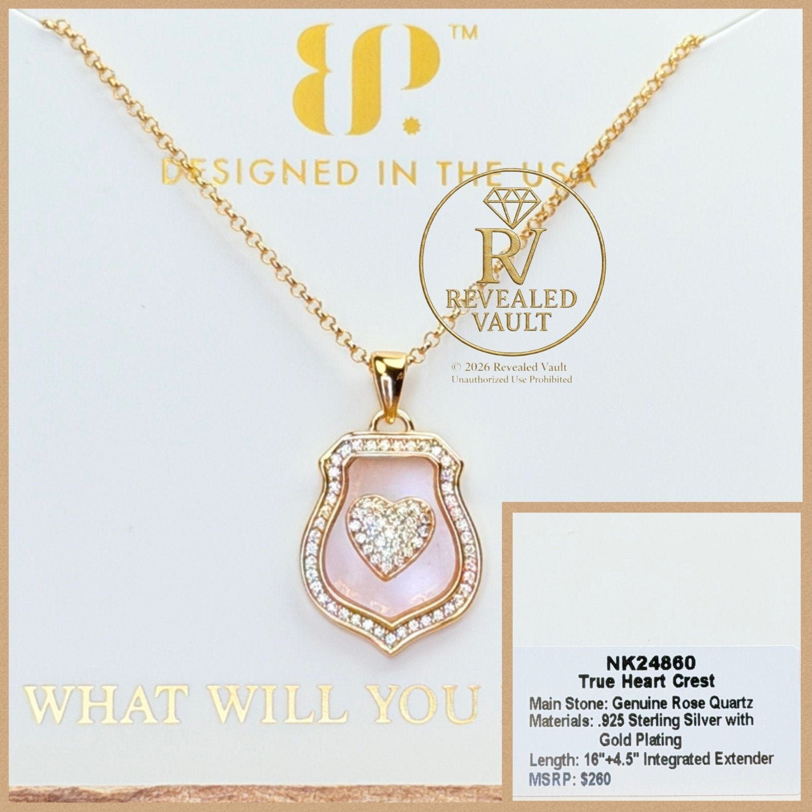 True Heart Crest - Sterling Club Vermeil
