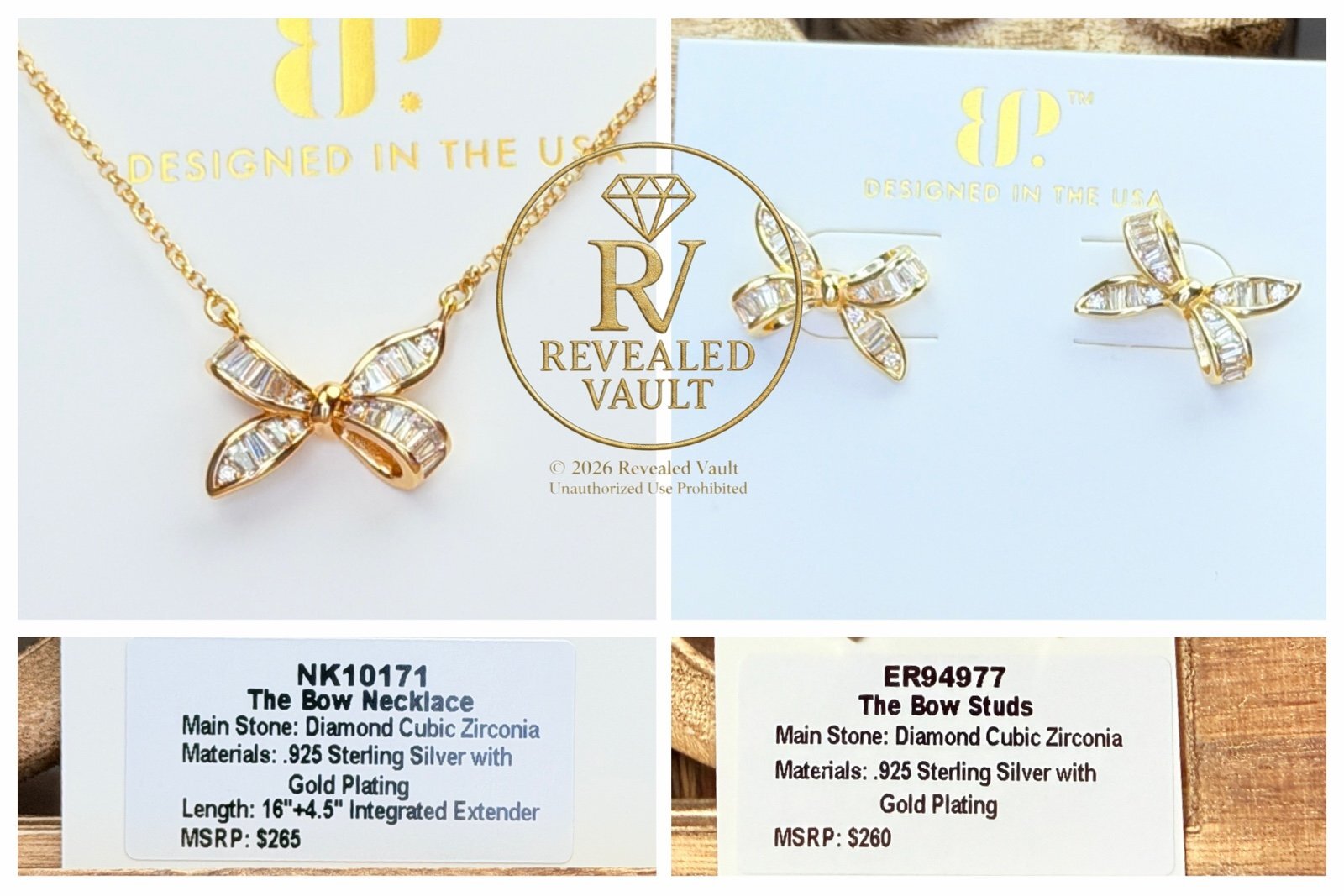 The Bow Necklace & The Bow Studs - Sterling Club Vermeil