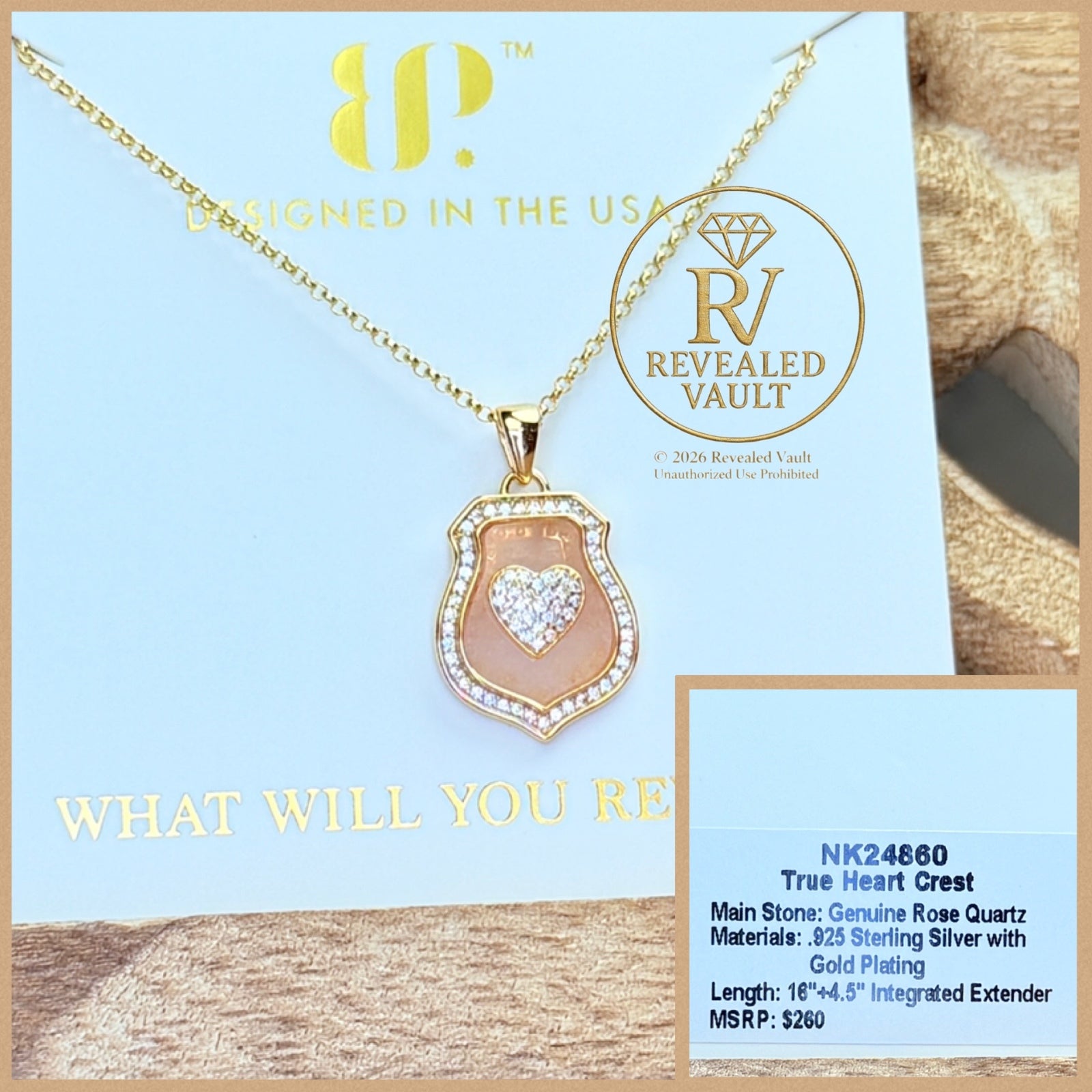 True Heart Crest - Sterling Club Vermeil